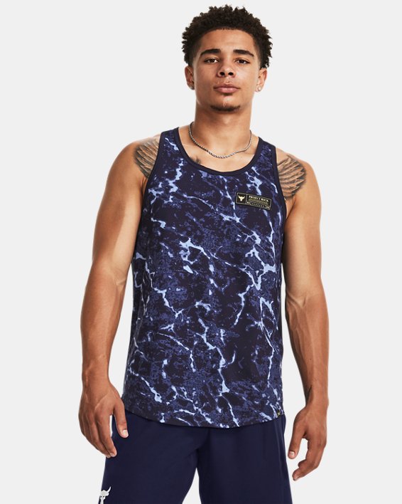 Men's Project Rock Iso-Chill Muscle Tank in Blue image number 0